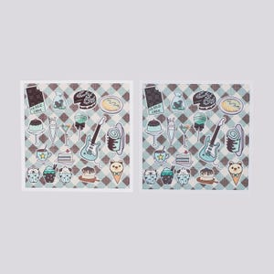 Mintgroene stickers met snoepjes, set van 2 vellen – cake, chocolade en meer