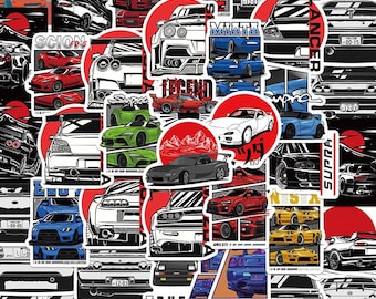 50-Piece JDM Car Sticker Pack | Japanese Street Racing Decals