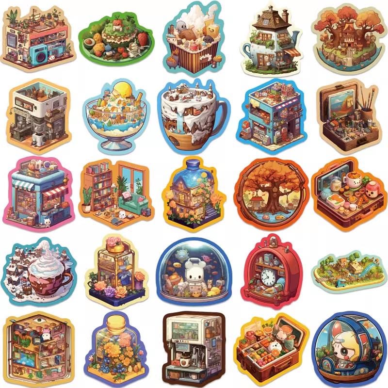 Tezza World Sticker Microscopic World Stickers – 50 Cozy Mini-scene Decals - Etsy