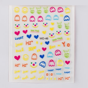 Expressionstickers voor kinderen – Nail Art-stickers, decoratie dagboek en pennenhouder – Kleurrijk en gedetailleerd