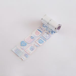 100 stuks blauwe kawaii uittrekbare stickers - leuke memonotities aan de rand voor planners en tijdschriften Schattige organisatie in Japanse schattige stijl!