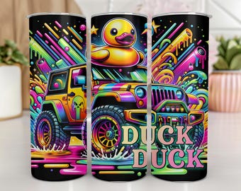 Funny Duck Tumbler Wrap | Happy Duck Tumbler Wrap Design | Yellow Duck Png | 20 oz Skinny Tumbler Sublimation Design | Digital Download |