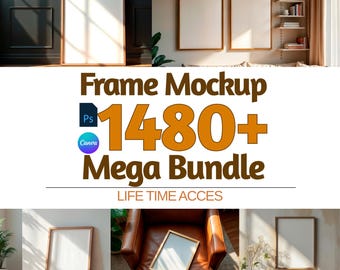 1450+ Wall Frames Mockup  | Wall Art Mockups, PSD and Canva Bundle (Digital Download)