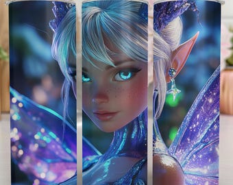 3D Tinkerbell Tumbler Wrap | 3D Tinkerbell Neon Colorful Tumbler Wrap | Princess Tumbler Wrap | 20oz Skinny Sublimation | Digital Download |