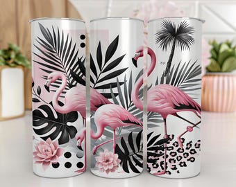 Flamingo Tumbler Wrap | 20 oz Skinny Tumbler Design | Pink Flamingo Tumbler Wrap | Instant Digital Download PNG | Seamless Design
