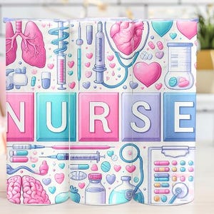 Nurse Tumbler Wrap PNG | Nurse Life Tumbler Wrap | 20 oz Skinny Tumbler Design |  Nurse Medical Sublimation Designs |  Digital Download |