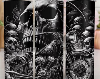 Skull Motercycle Tumbler Wrap | Skull Png | 20 Oz Tumbler Wrap Sublimation Design | Motercycle Png | Gift For Him | Digital Download |