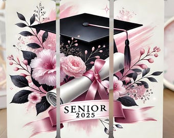 Pink Coquette Graduation Tumbler Wrap PNG | Senior Class of 2025 Tumbler Wrap | 20 Oz Skinny Tumbler Sublimation Design |Tumbler PNG|Digital