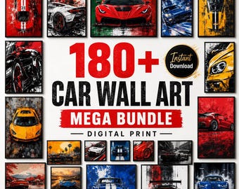 180+ Car Wall Art Bundle | Printable Wall Art | Digital Download Paintings | Modern Home Decor