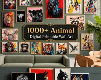 1000+ Animal Wall Art Bundle | Printable Wall Art | Digital Download Paintings | Modern Home Decor