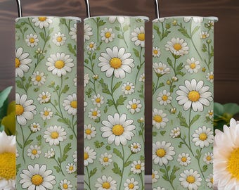 Daisy Spring Flower Tumbler Wrap | Daisy Tumbler Wrap | Spring Flower 20oz Straight Skinny Wrap | Straight & Tapered | Digital Download |