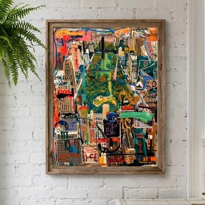 Graffiti Style Central Park NYC Abstract Art Print | Bold Original Wall Painting | Colorful New York Wall Art | Trendy Digital Download
