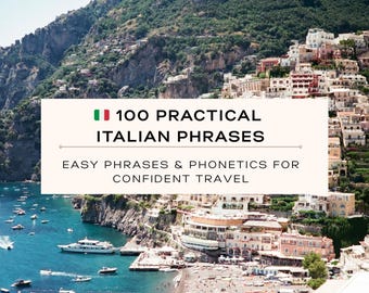 Beautiful 100 Practical Italian Phrases PDF – Easy Travel Language Guide – Aesthetic Downloadable Cheat Sheet for Travelers - Italy Travel