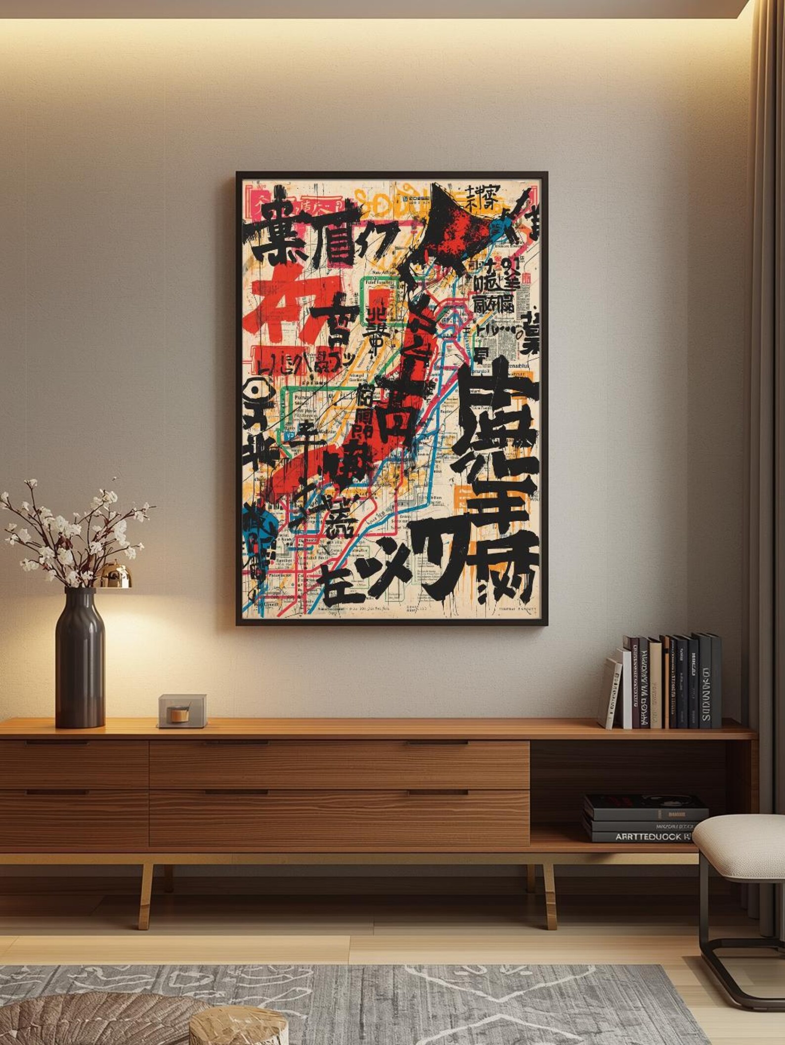 Basquiat Style Abstract Tokyo Subway & Japan Map Print | Downloadable ...