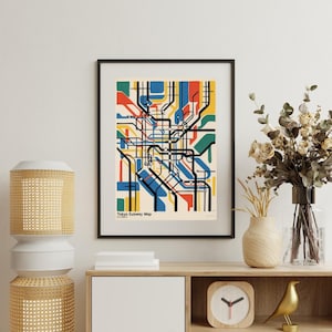 Print metrokaart Tokio in Matisse-stijl | Abstracte stadskunst | Digitaal decor Tokio stadsgezicht | Moderne Japanse muurkunst | Downloadbare muurkunst