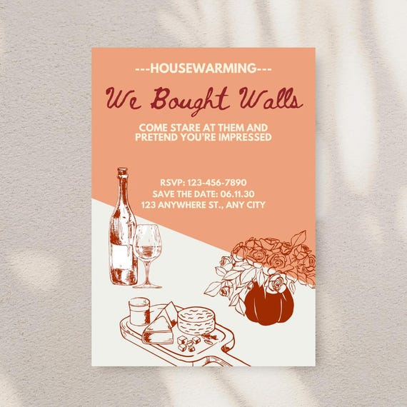 Funny Sarcastic Housewarming Invite Template • Aesthetic New Home Party Printable • Editable Digital Download • Welcome Party Card