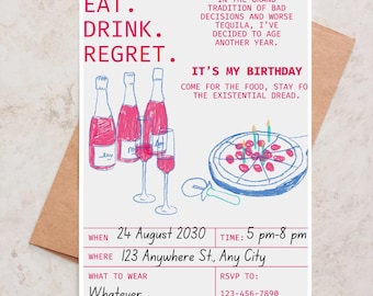 Sarcastic and Witty Funny Anthony Bourdain Style Birthday Invitation | Editable Download | Adult Party Invite | Hilarious Birthday Template