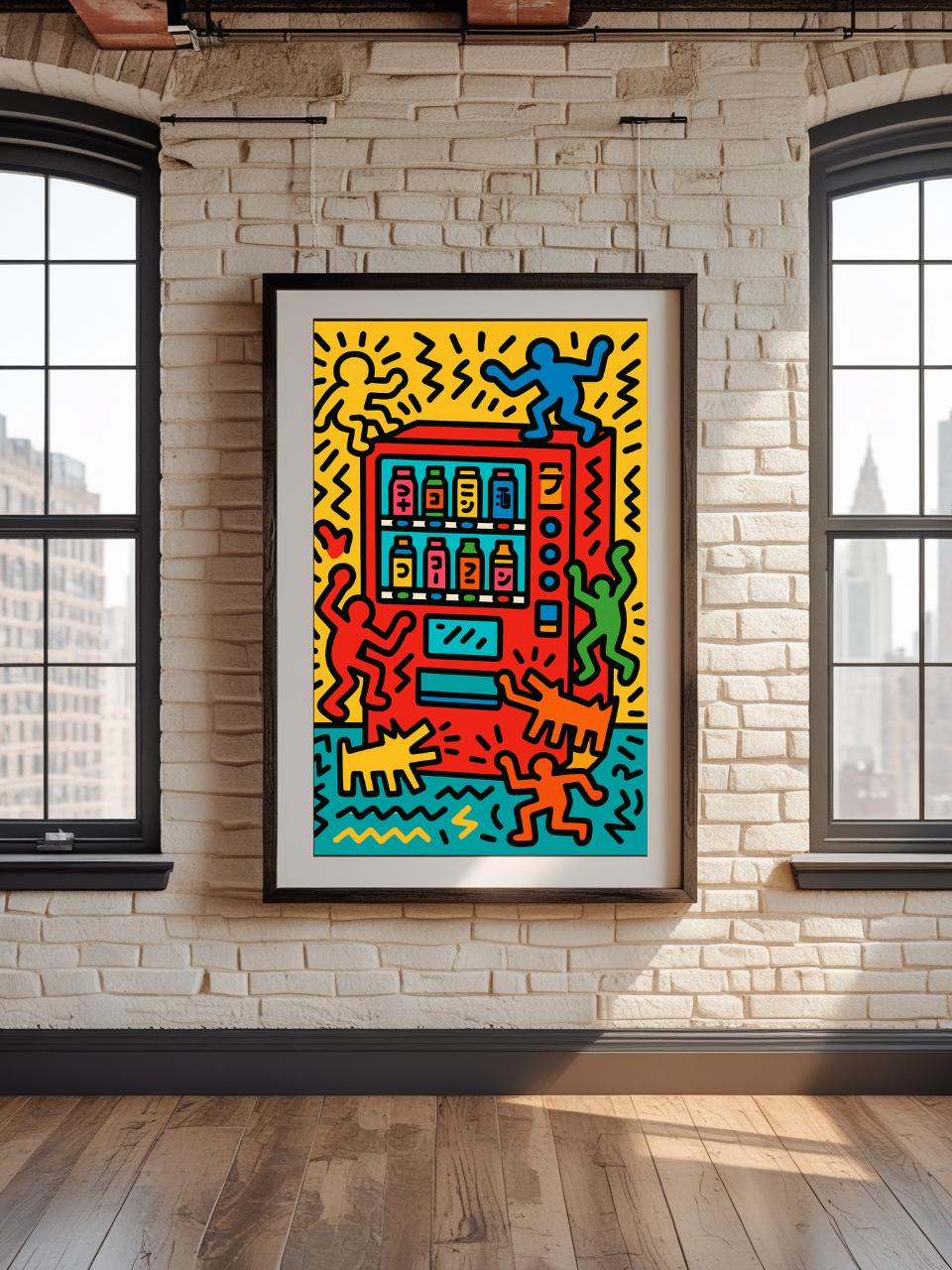 Japanese Vending Machine Print: Abstract Urban Pop Art, Colorful