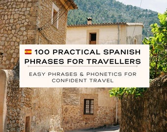 PDF com frases práticas para viagem em espanhol – 100 frases essenciais para iniciantes – Guia de idiomas moderno e elegante para baixar e facilitar suas viagens.