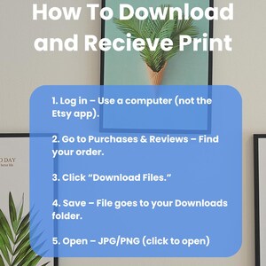 以下が含まれることがあります： ダウンロードして印刷物を受け取る方法に関するガイド。青いボックスに手順が記載されています。テキストには、ログイン、注文の検索、ファイルの開き方などの手順が含まれています。画像は水色の背景です。