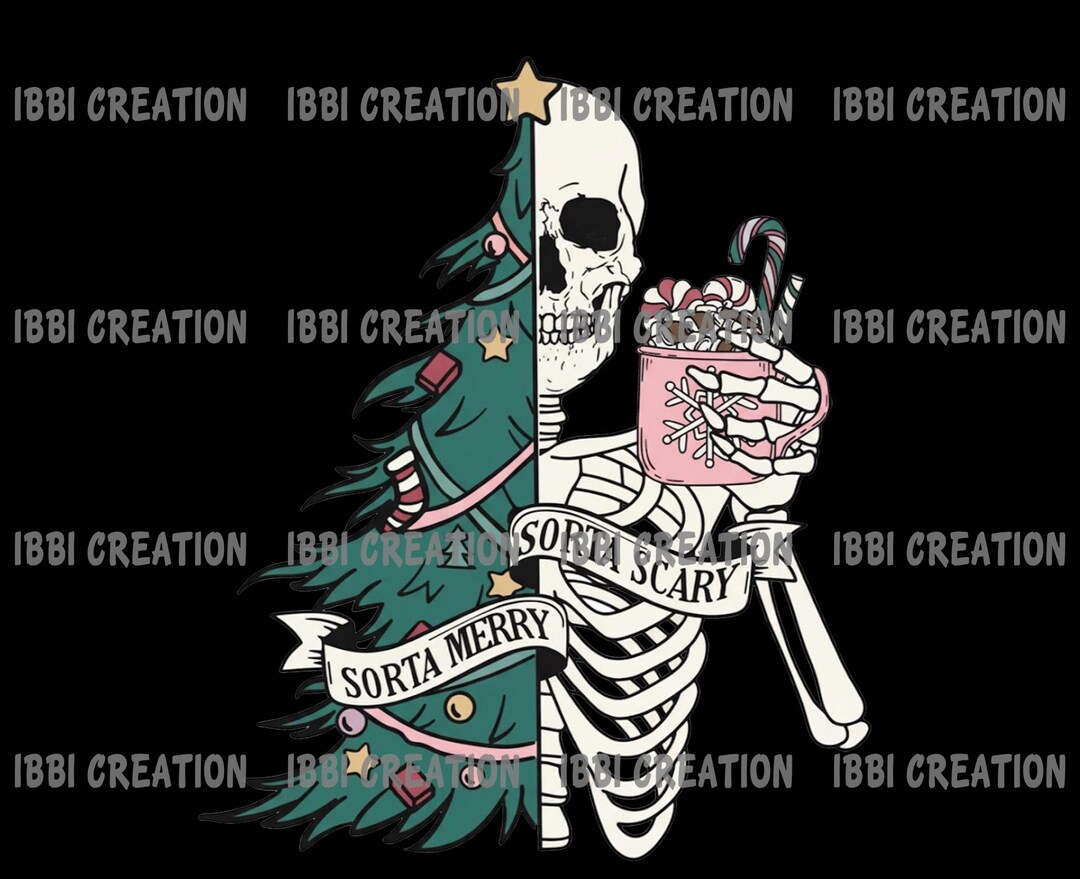 Sorta Merry Sorta Scary Christmas Skeleton PNG | Spooky Christmas Tree ...