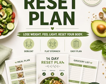 14 Day Reset Plan | Weight Loss, Debloat, Flat Stomach (PDF Download)