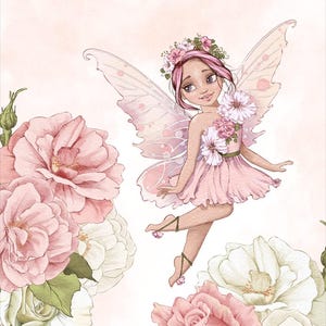 Personalized Baby Quilt Panel, Custom Printed Bedding, DIY Cut and Sew Panel, Nursery Crib Duvet, Baby Shower Gift - meadow fairies 2