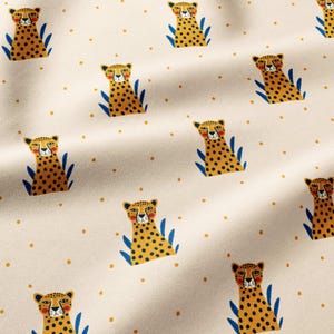 Cream, Animal Windproof Softshell Fabric by the Yard for Hiking Trousers, Kids Jackets, Rain Pants, Stroller Footmuffs and Baby Rainwear