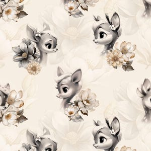 Premium Cotton Knit Fabric, Custom Printed Jersey Or French Terry, Diy Clothing, Fabric For Clothing - Sketched Deer 1