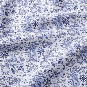 Navy Blue Printed Softshell Fabric by the Yard for Outdoor Gear, Winter Coats, Dog Coats, Hiking Trousers and Kids Jackets