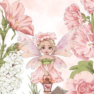 Personalized Baby Quilt Panel, Custom Printed Bedding, DIY Cut and Sew Panel, Nursery Crib Duvet, Baby Shower Gift - meadow fairies 1