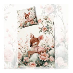 Personalized Baby Quilt Panel, Custom Printed Bedding, DIY Cut and Sew Panel, Nursery Crib Duvet, Baby Shower Gift - Sleeping deer 02