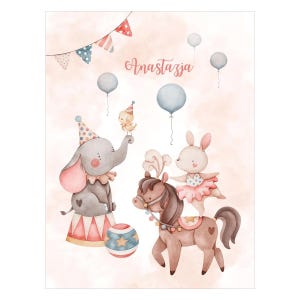 Personalized Baby Quilt Panel, Custom Printed Bedding, DIY Cut and Sew Panel, Nursery Crib Duvet, Baby Shower Gift - Happy Circus 1