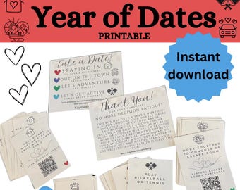 Year of Dates Printable | 56 Date Ideas for Couples (Digital Download)