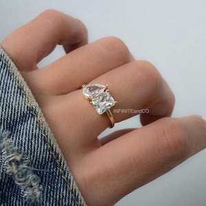 Toi et Moi Ring, Promise Ring, Engagement Band, Two-Stone Ring, Wedding Ring, Anniversary Gift, Gift for Her