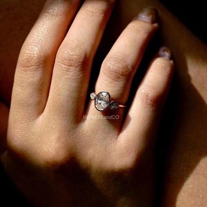 Oval Cut Solitaire Bezel Ring, Oval Bezel Engagement Band, Oval Cut Bezel Wedding Ring, Oval Cut Diamond Simulant CZ Ring, Gift for Her