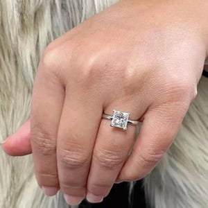 1.00 CT Princess Moissanite Solitaire Ring - 14K White Gold Wedding Ring