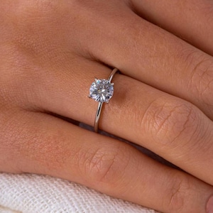 1.00 CT Round Cut Moissanite Engagement Ring | 14K White Gold Solitaire Ring | Proposal Ring | Wedding Ring | Anniversary Gift for Her