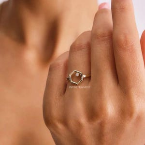 Dainty minimalist 14k gold diamond Moissanite engagement ring, Unique promise ring gold, Women classic everyday ring gold gift for her