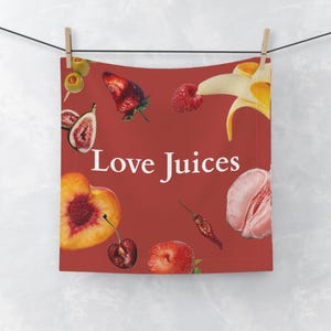 Love Juices Towel –After-Sex Towel – Naughty Gag Gift – Bachelorette or Bachelor Party Favor – Dirty Gift for Couples – Funny Shag Rag