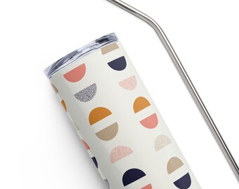 Geometric circles 20oz stainless steel tumbler - mid century modern pattern insulated tumbler