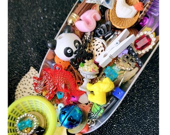 Colorful Crowcore Trinket Mix - Crow Mystery Scoop - I Spy Bin Filler - Miniature Figurines, Beads, Charms, Animals, Small Toys, Bits & Bobs