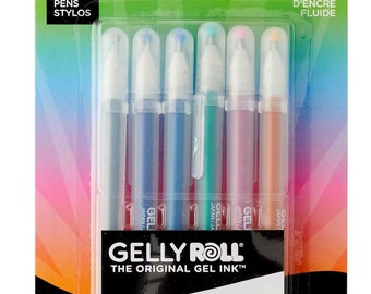 Set of 6 STARDUST Gelly Roll pens -glitter gel ink pens for students, planners, journaling, scrapbooking, card making, stationery lover gift