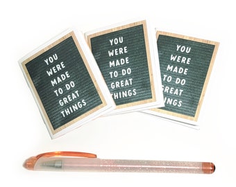 Set of 3 mini handmade notebooks  - letterboard motif -You Were Made to do Great Things, mini journals, wee books, positive encouragement