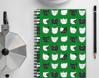 Hipster cats Spiral bound notebook - cool cats green journal
