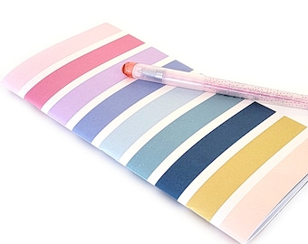 Rainbow stripes handmade notebook - colorful striped journal, 4.25 x 8.25 standard/original travelers notebook, 52 blank pages, planner gift