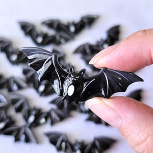 10/20 Black Bat Halloween Cabochons - Flat Backed Resin Charms, No Hole - Crafting Embellishments, 3D Art Projects, Collages, Party Favors