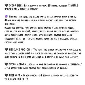 WITCHY MYSTERY SCOOP-Romantic Goth, Crowcore Grab Bag-Trinkets, Beads, Charms, Chip Jars, Tumbled Stones, Pendants -Party Favors, Gift Idea image 2