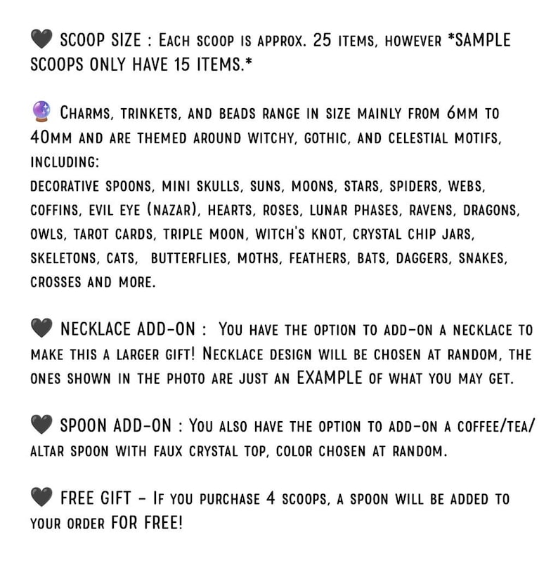 WITCHY MYSTERY SCOOP-Romantic Goth, Crowcore Grab Bag-Trinkets, Beads, Charms, Chip Jars, Tumbled Stones, Pendants -Party Favors, Gift Idea image 2