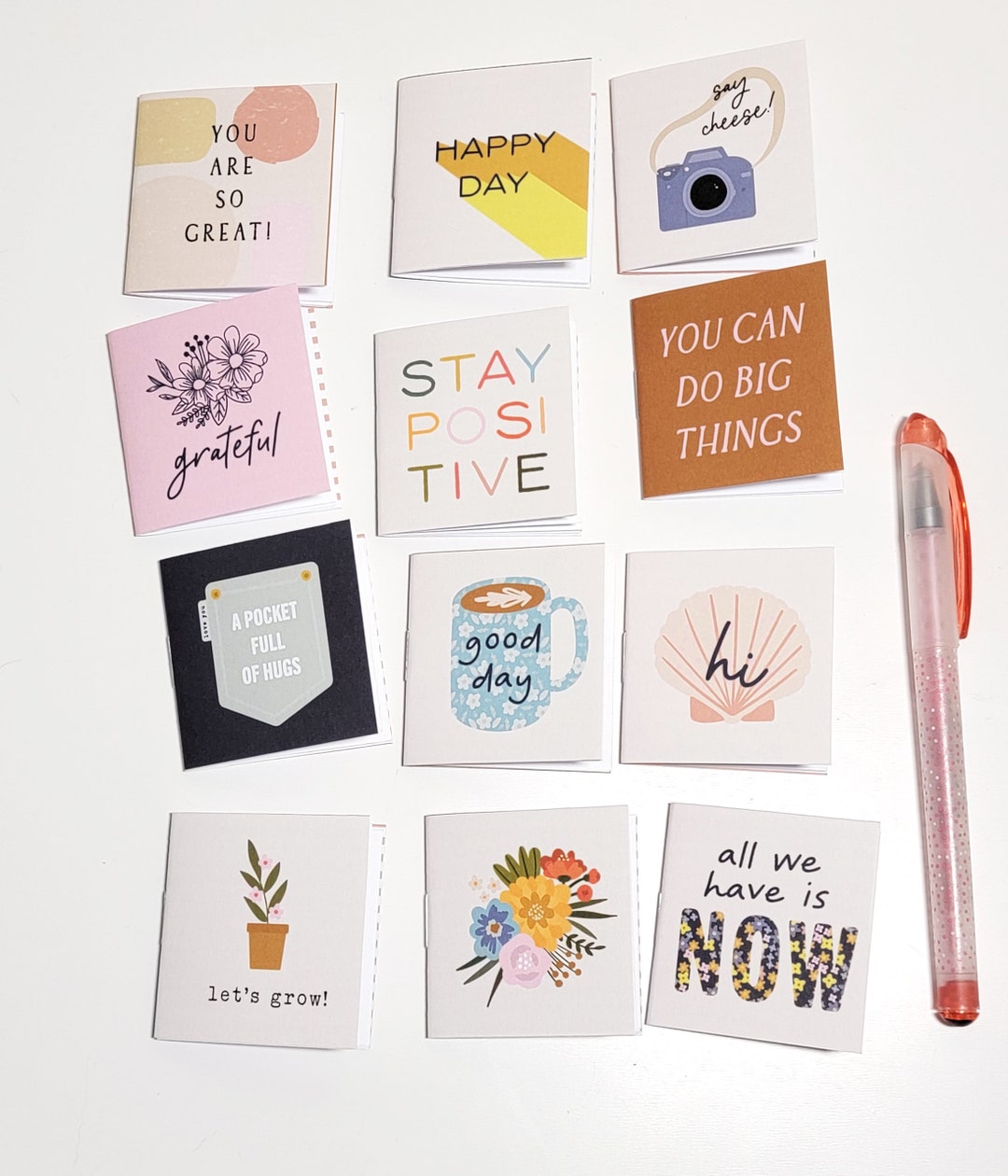Set of 12 Mini Handmade Notebooks Positive Vibes Variety Gift Pack of 2 ...